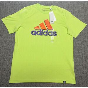 Adidas Shirt Adult Medium Yellow Short Sleeve Pullover Casual Athletic Sports
